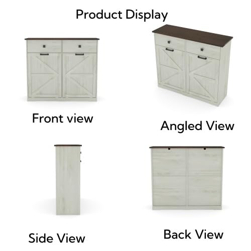 White Free Standing 2x10 Gallons Tilt Out Trash Can Cabinet Q24329