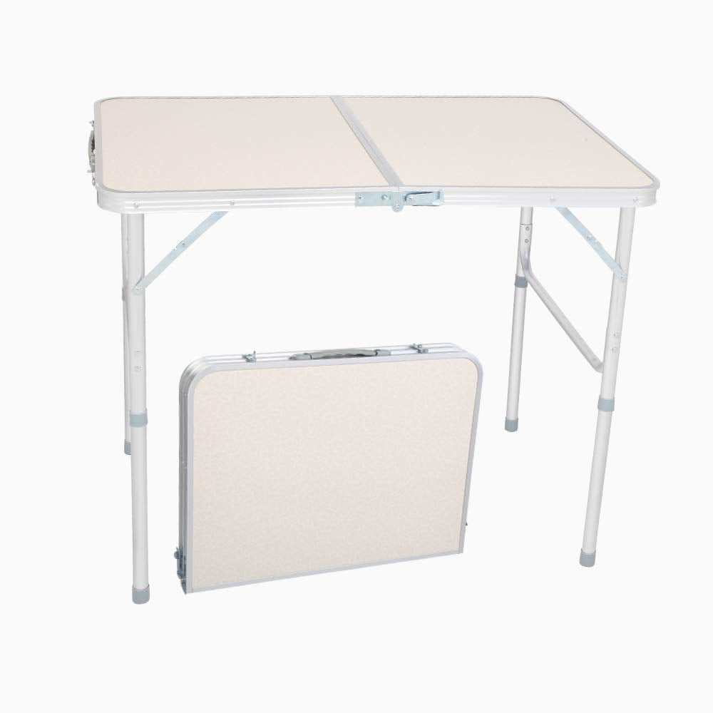 3ft Adjustable Aluminum Folding Picnic Camping Table with Carry Handle B465897