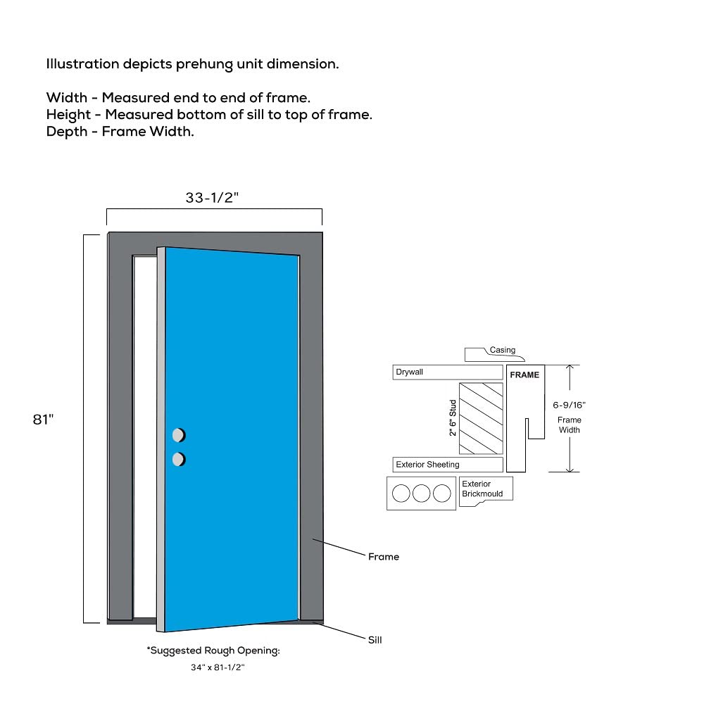 Steel Left Hand Outswing Prehung Door 32"x80" C228184