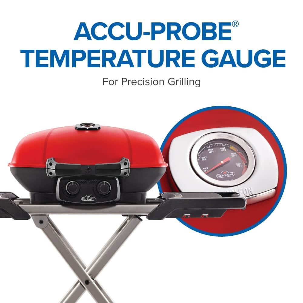 Portable Propane Gas Grill with Griddle, Red, 2 Burners L102