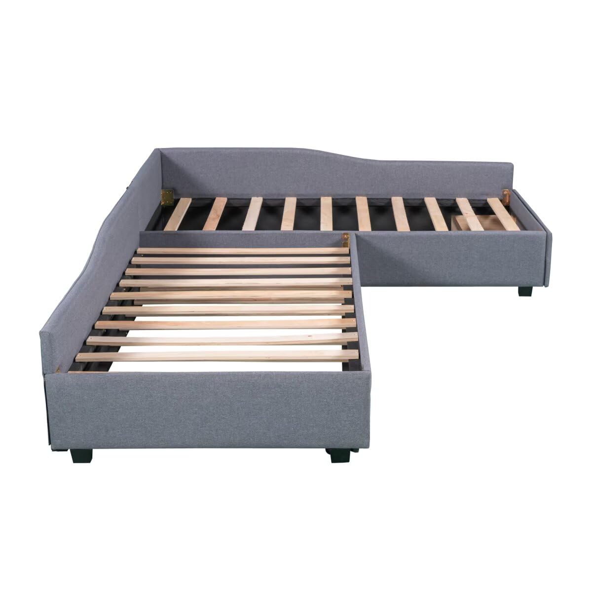 Gray L-Shaped Daybed with Trundle & Drawer J812