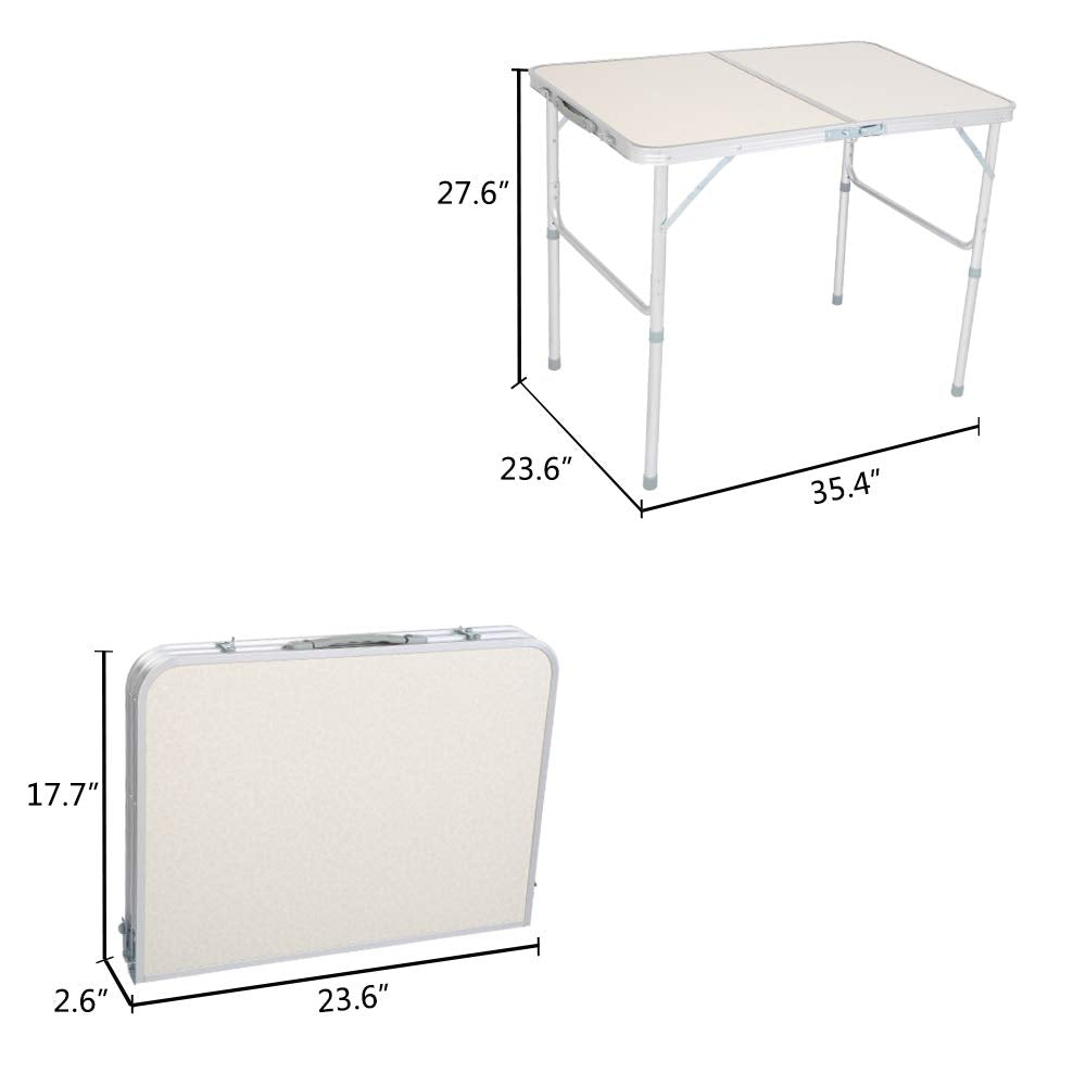 3ft Adjustable Aluminum Folding Picnic Camping Table with Carry Handle B465897