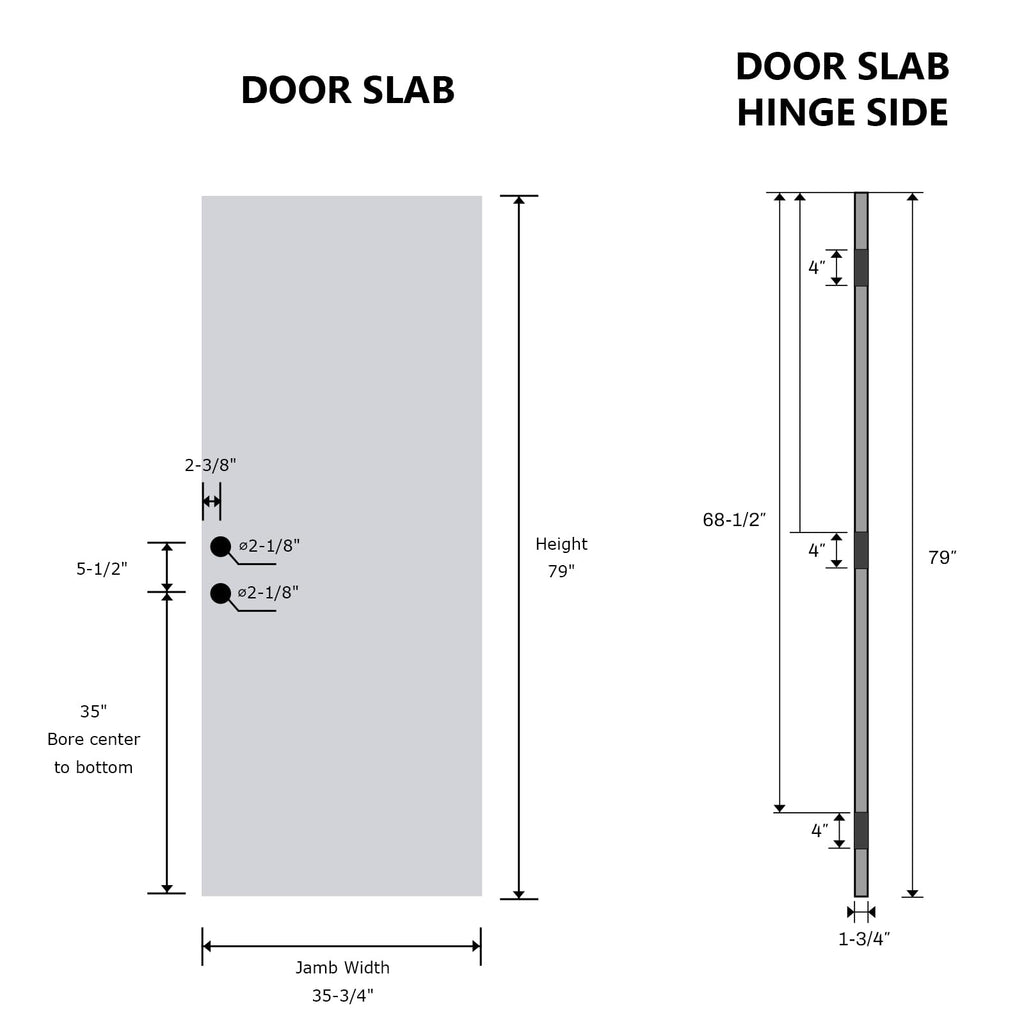 36" x 80" Black FRP Entry Door W284