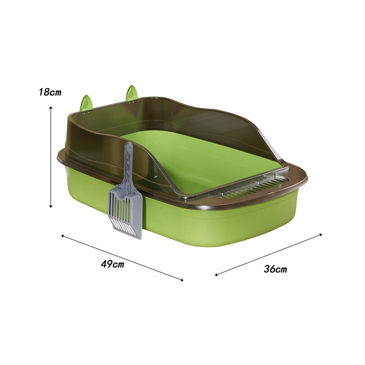 Green Semi Closed Sifting Cat Litter Box Q312
