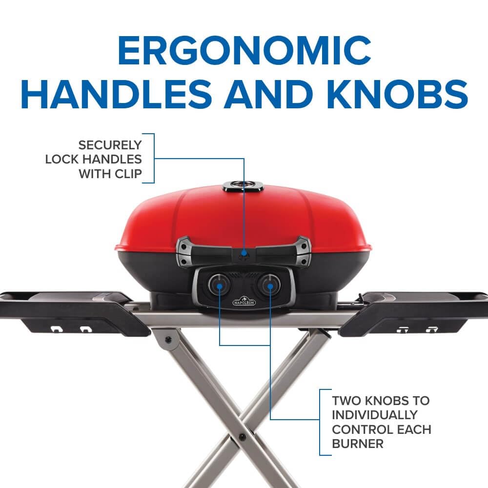 Portable Propane Gas Grill with Griddle, Red, 2 Burners L102