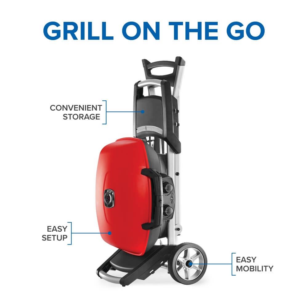 Portable Propane Gas Grill with Griddle, Red, 2 Burners L102