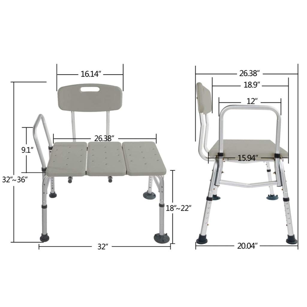 Tub Transfer Bench with Backrest and Armrest L234866