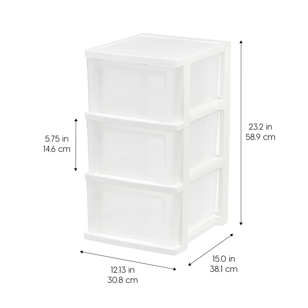 3 Drawer Slim Narrow Storage Organizer 2-Pack White Clear V923343