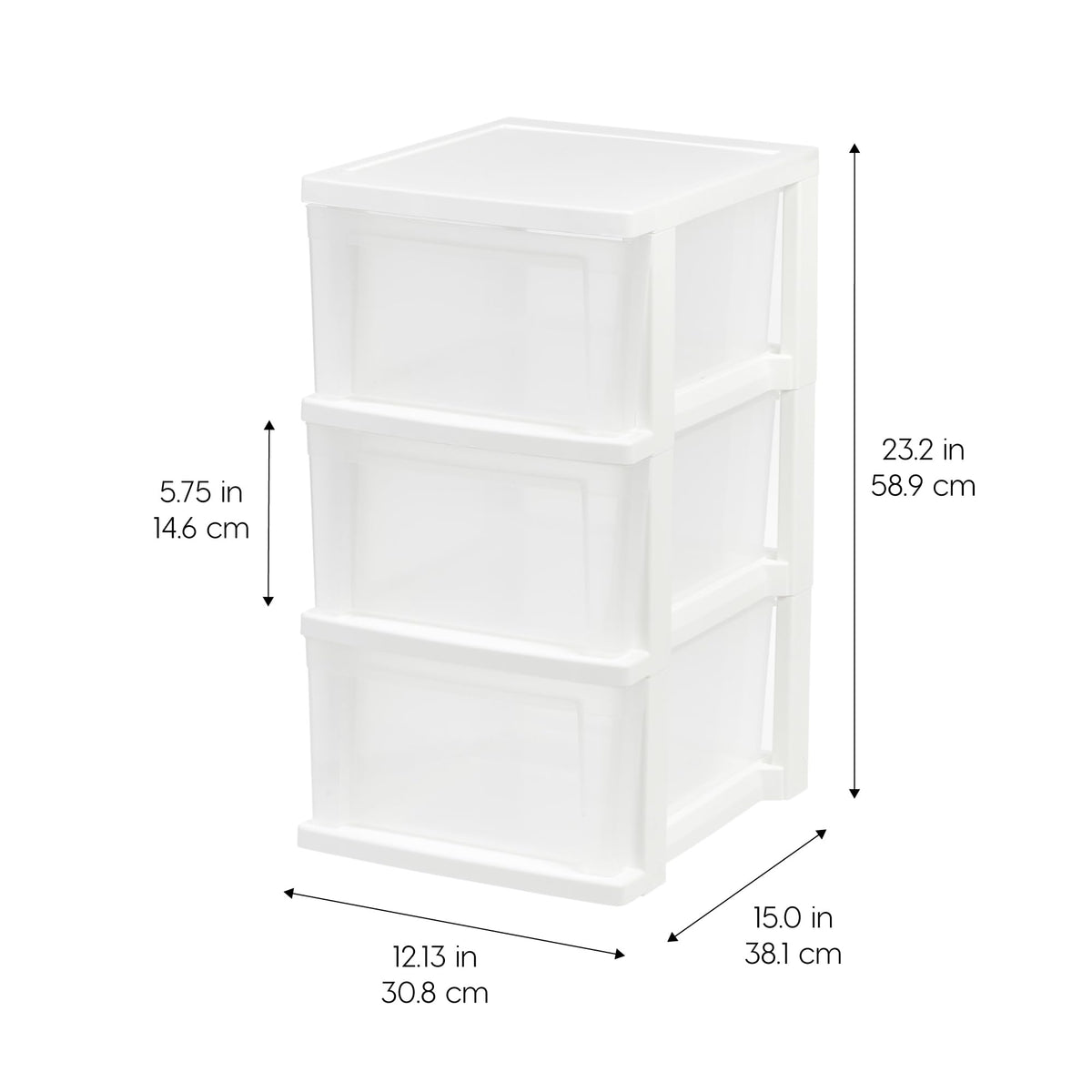3 Drawer Slim Narrow Storage Organizer 2-Pack White Clear V923343