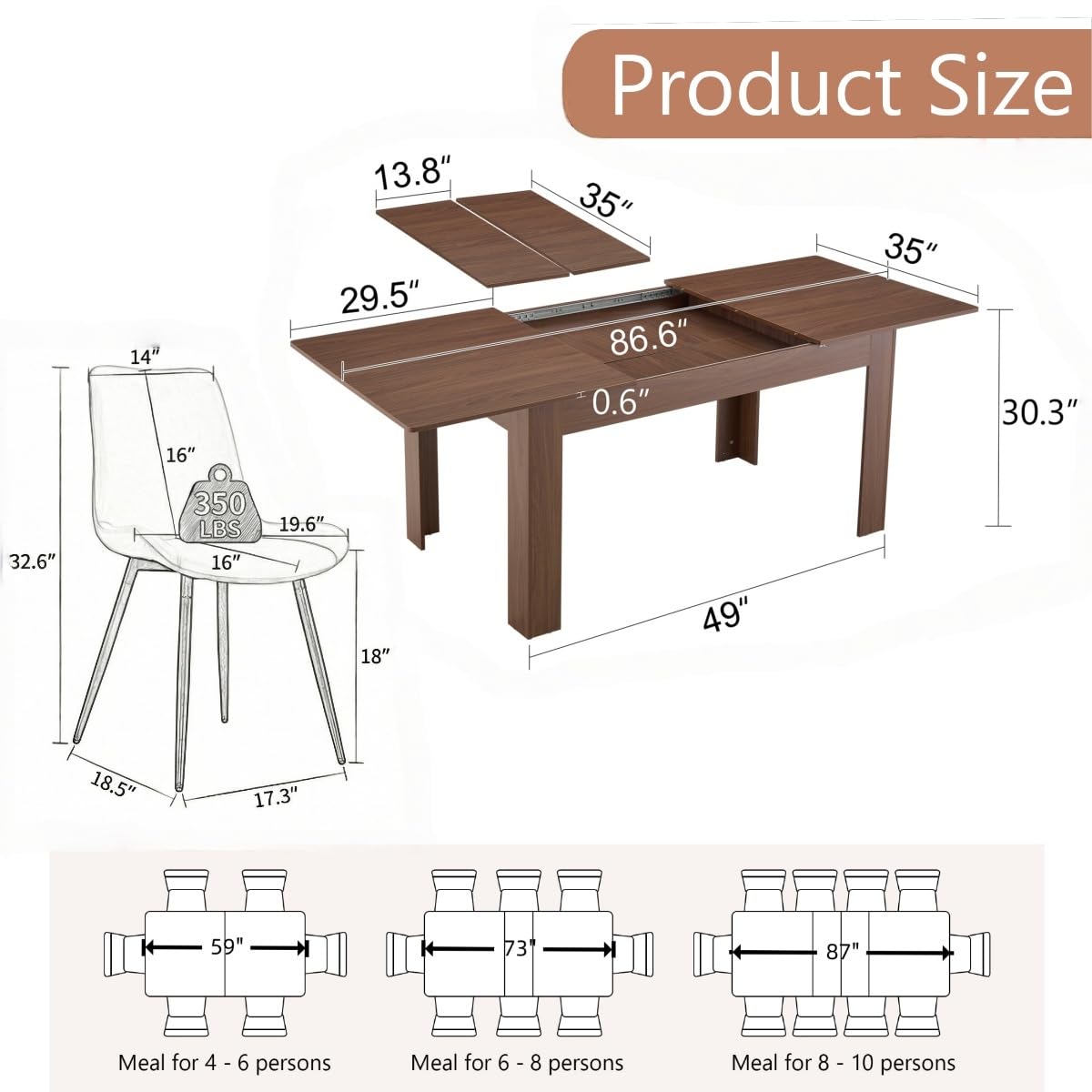 9 Piece Extendable Rectangular Dining Table Set with 8 Chairs E12217
