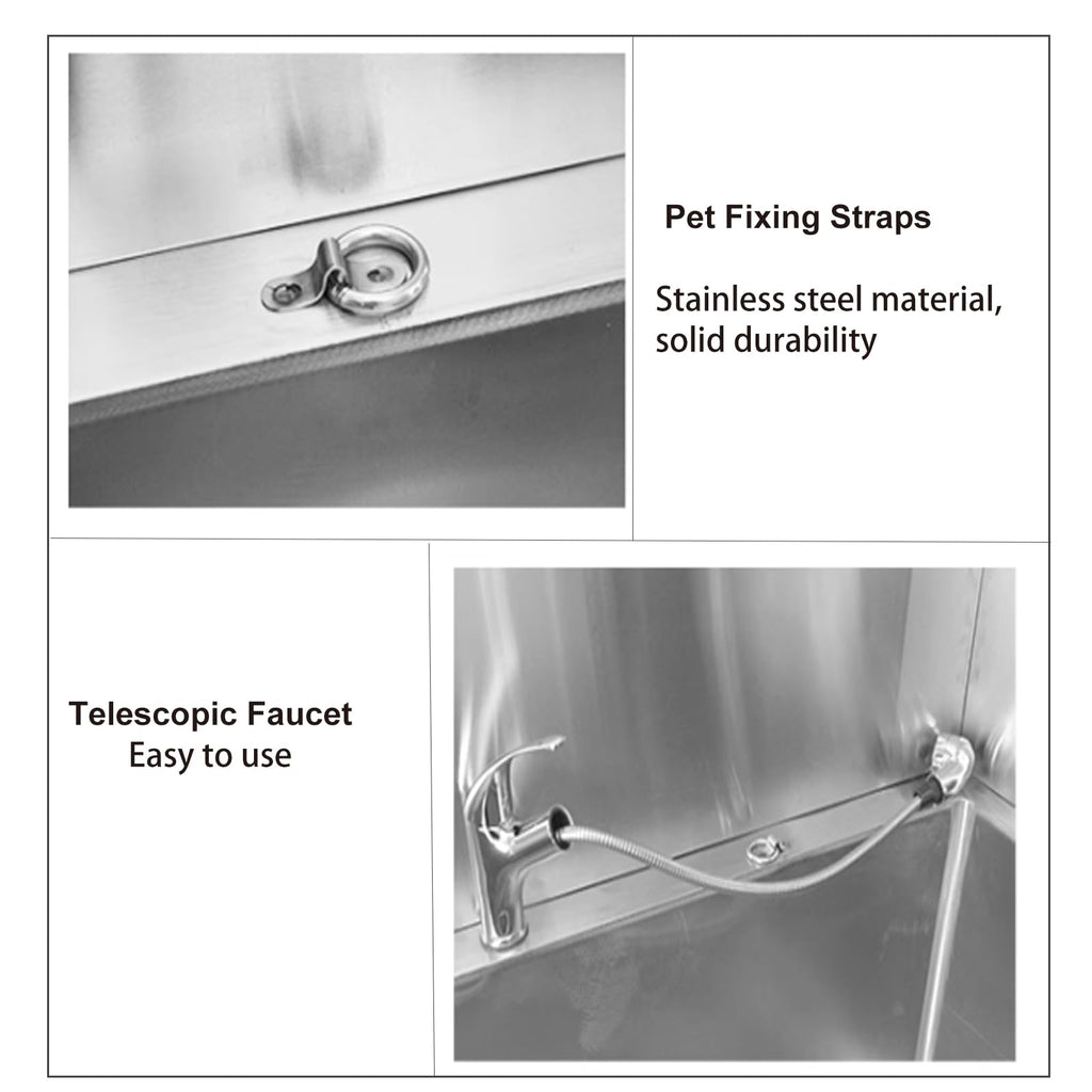 Stainless Steel Dog Grooming Bathtub with Sliding Door and Step P5621