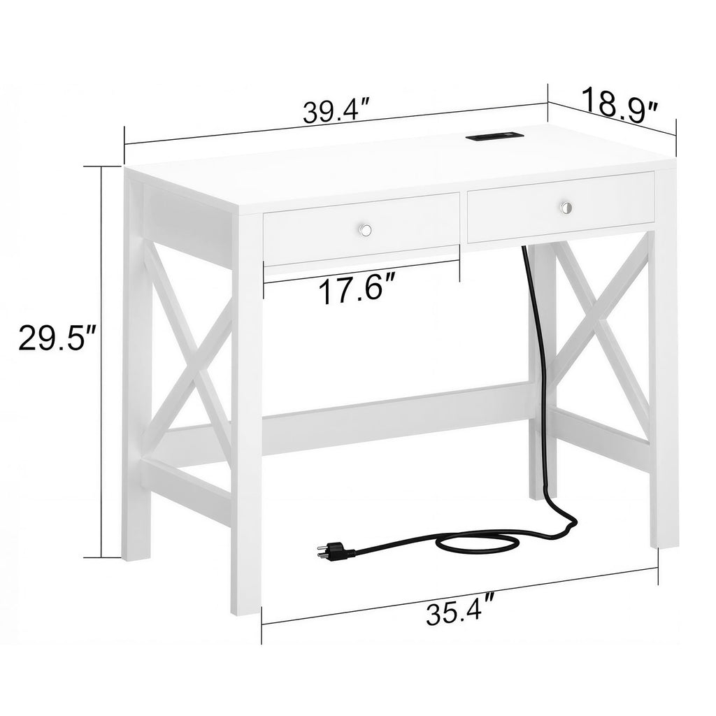 39.4 Inches Computer Desk with 2 Drawers W93067
