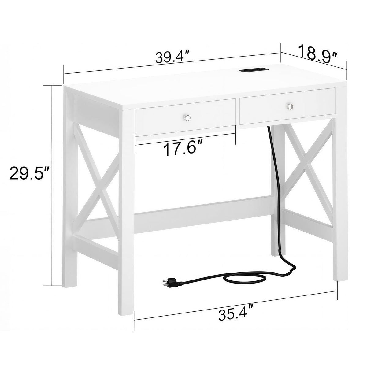 39.4 Inches Computer Desk with 2 Drawers W93067