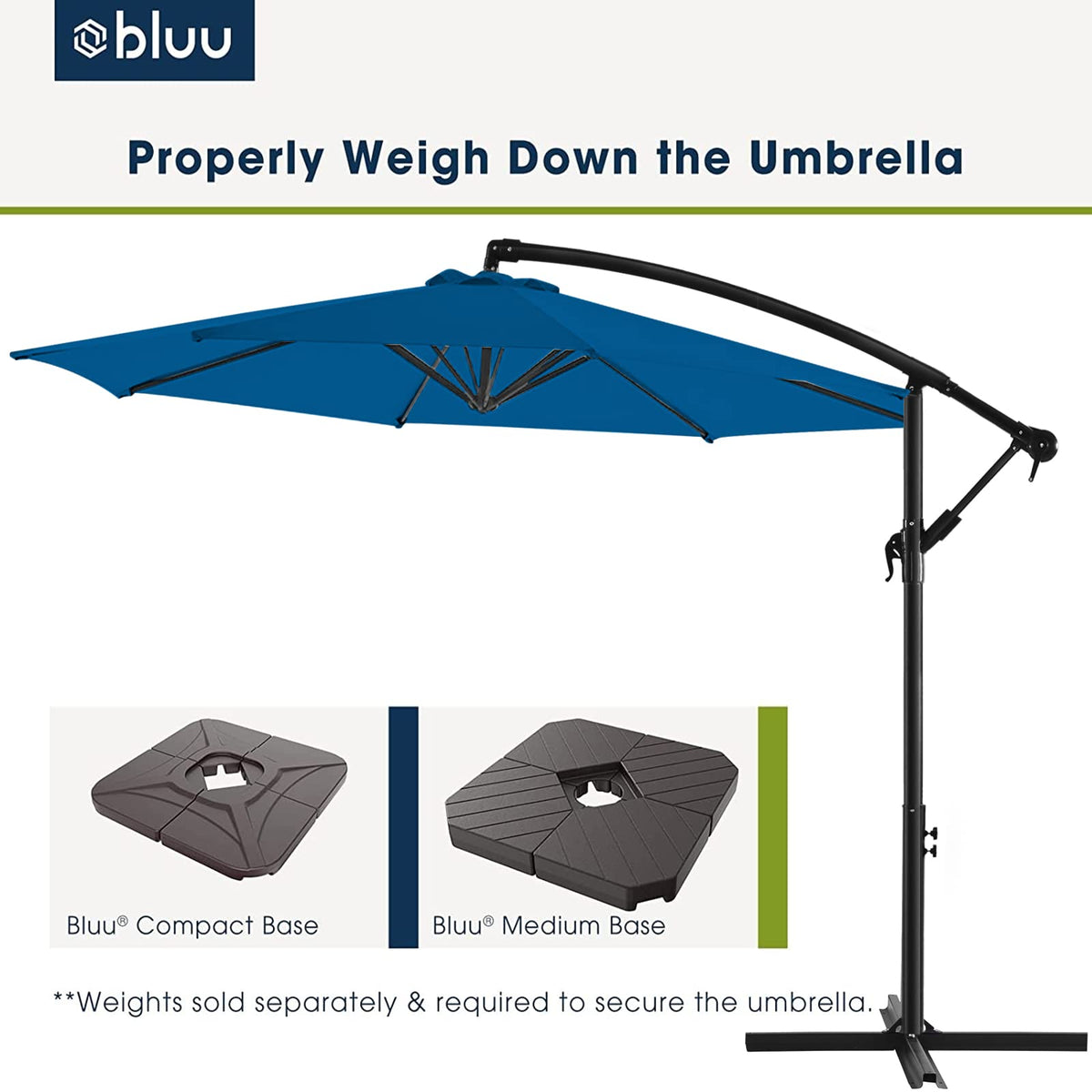 10 FT Patio Offset Umbrella with Infinite Tilt, Crank & Cross Base Q552