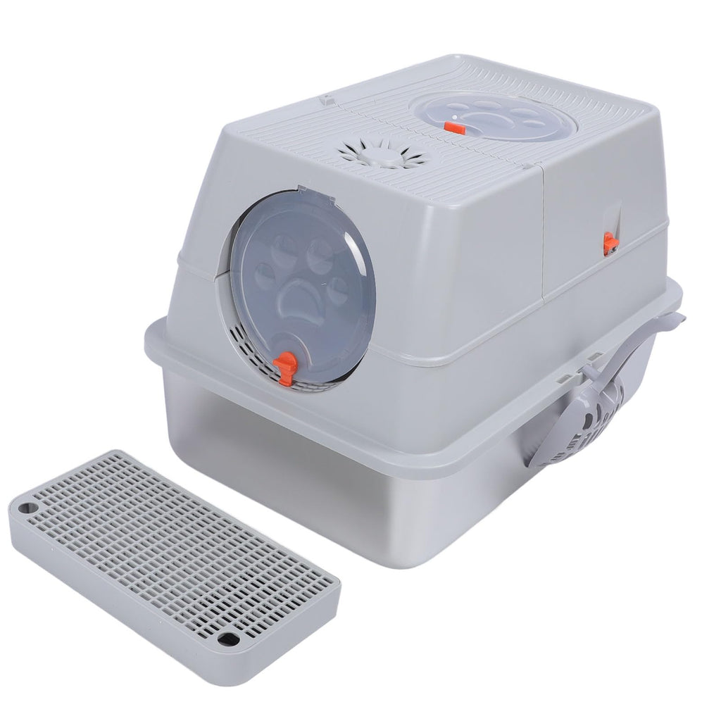 Enclosed Stainless Steel Litter Box with Flip Top Lid C31719