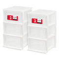 3 Drawer Slim Narrow Storage Organizer 2-Pack White Clear V923343