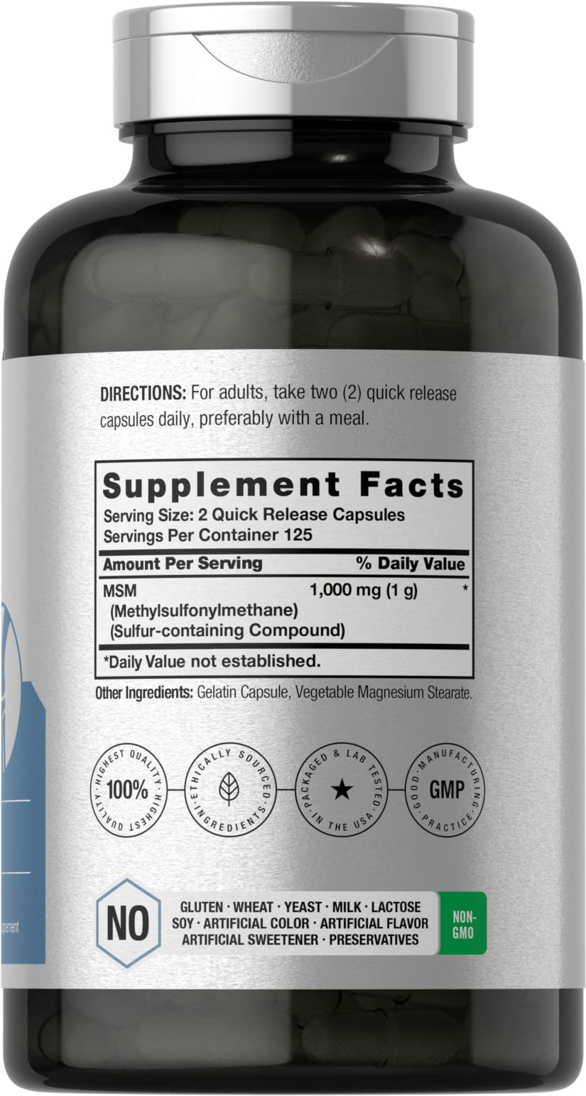 MSM Supplement Capsules 1000mg 250 Count R8609