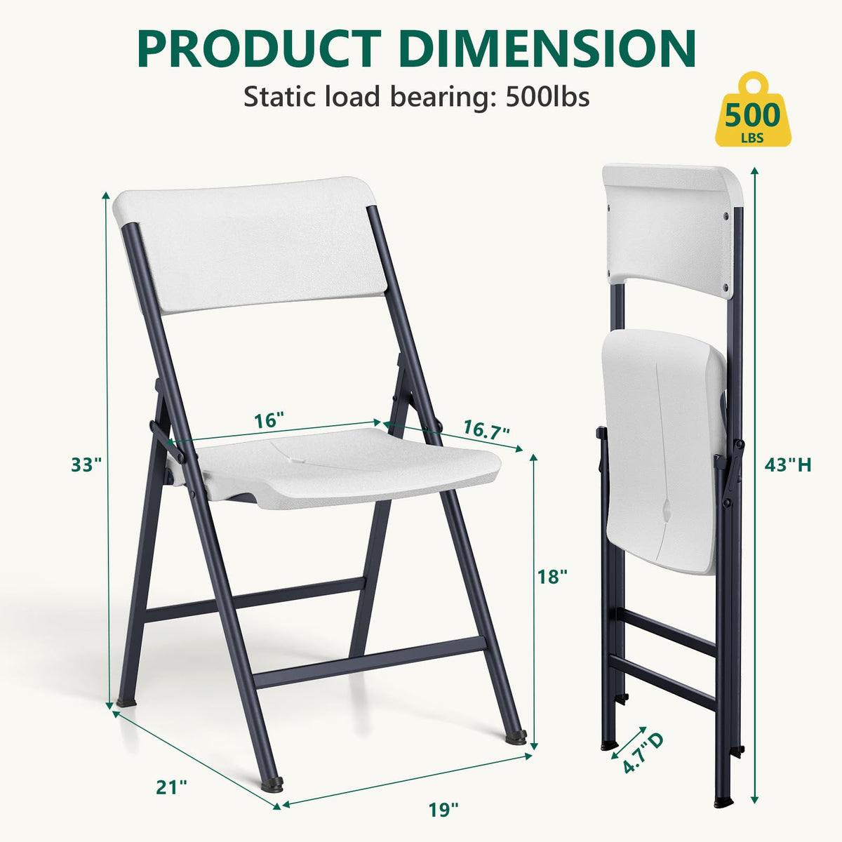 White 4 Pack Plastic Folding Chairs with Metal Frame I4963
