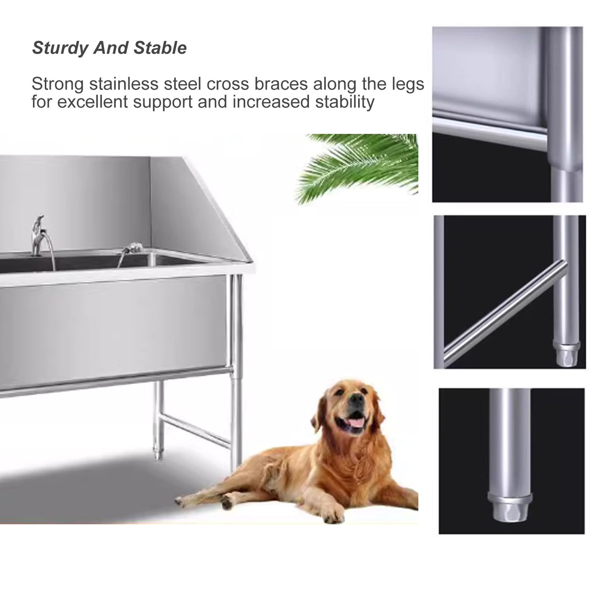 Stainless Steel Dog Grooming Bathtub with Sliding Door and Step P5621