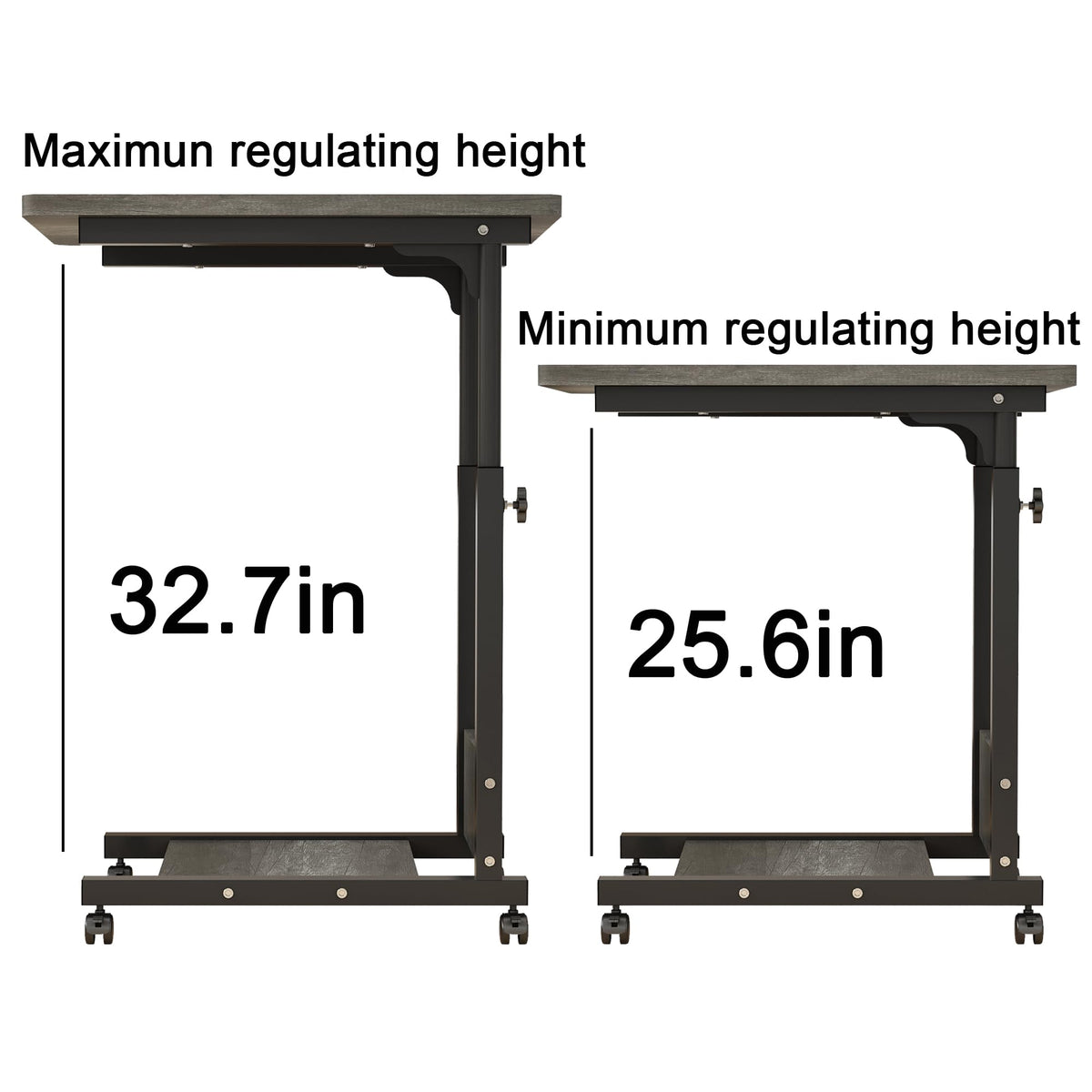 Adjustable Height C Table with Wheels and Storage U510