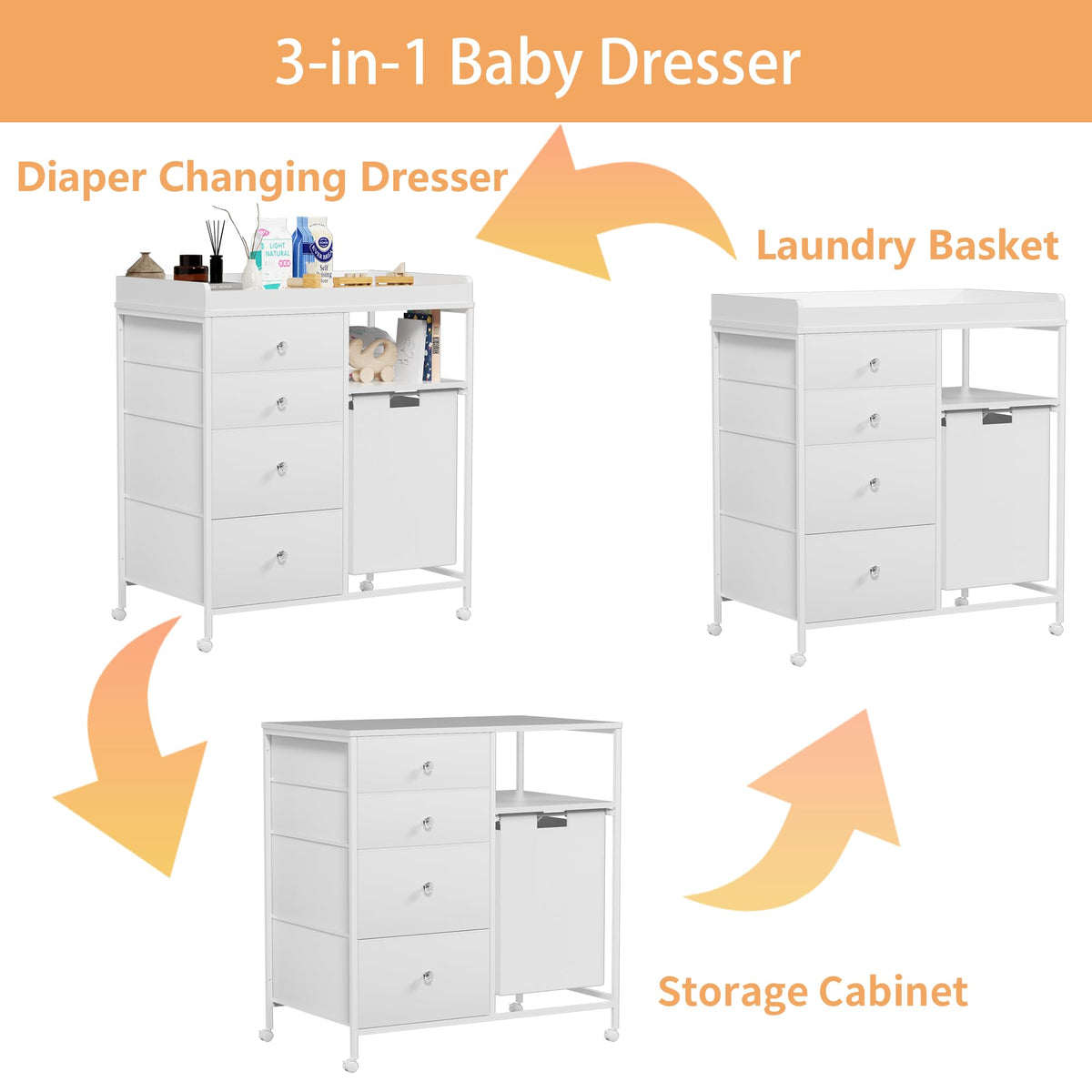 32.6" Baby Changing Station with 4 Wheels E25963