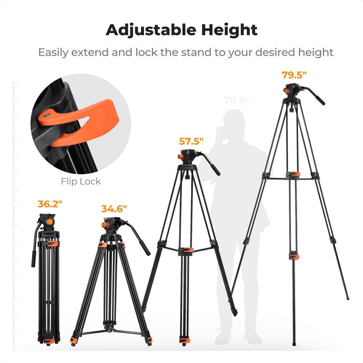 80" Video Tripod with Fluid Head J1409