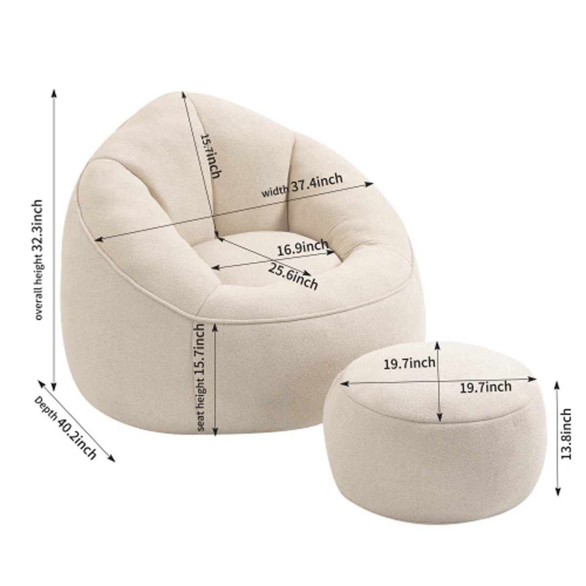 Memory Foam Bean Bag Chair with Ottoman Z726