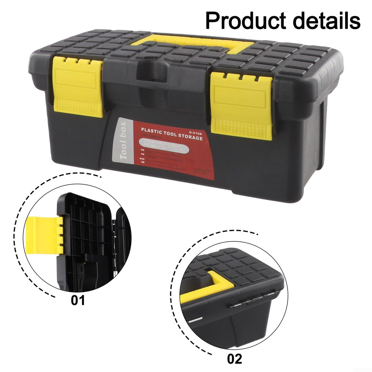 10 Inch Plastic Tool Box Storage Case T4627
