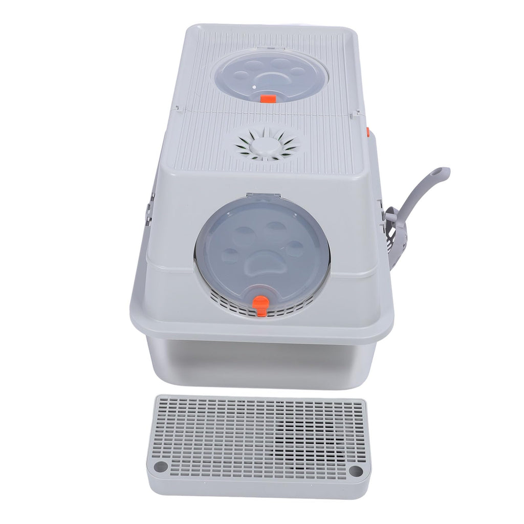 Enclosed Stainless Steel Litter Box with Flip Top Lid C31719
