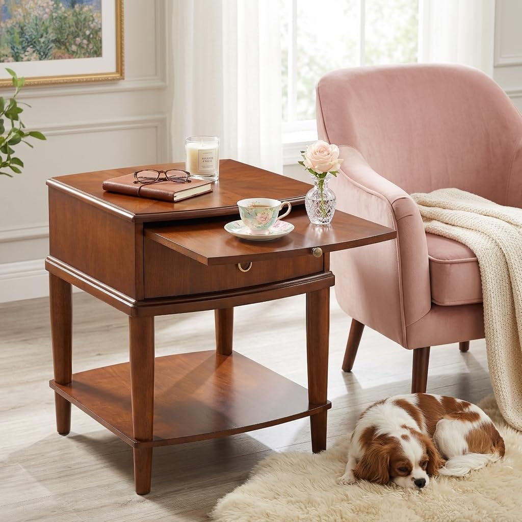 Wood End Table with Drawer K392