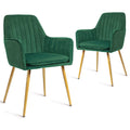 Set of 2 Green Velvet Upholstered Dining Chairs with Metal Legs D449753