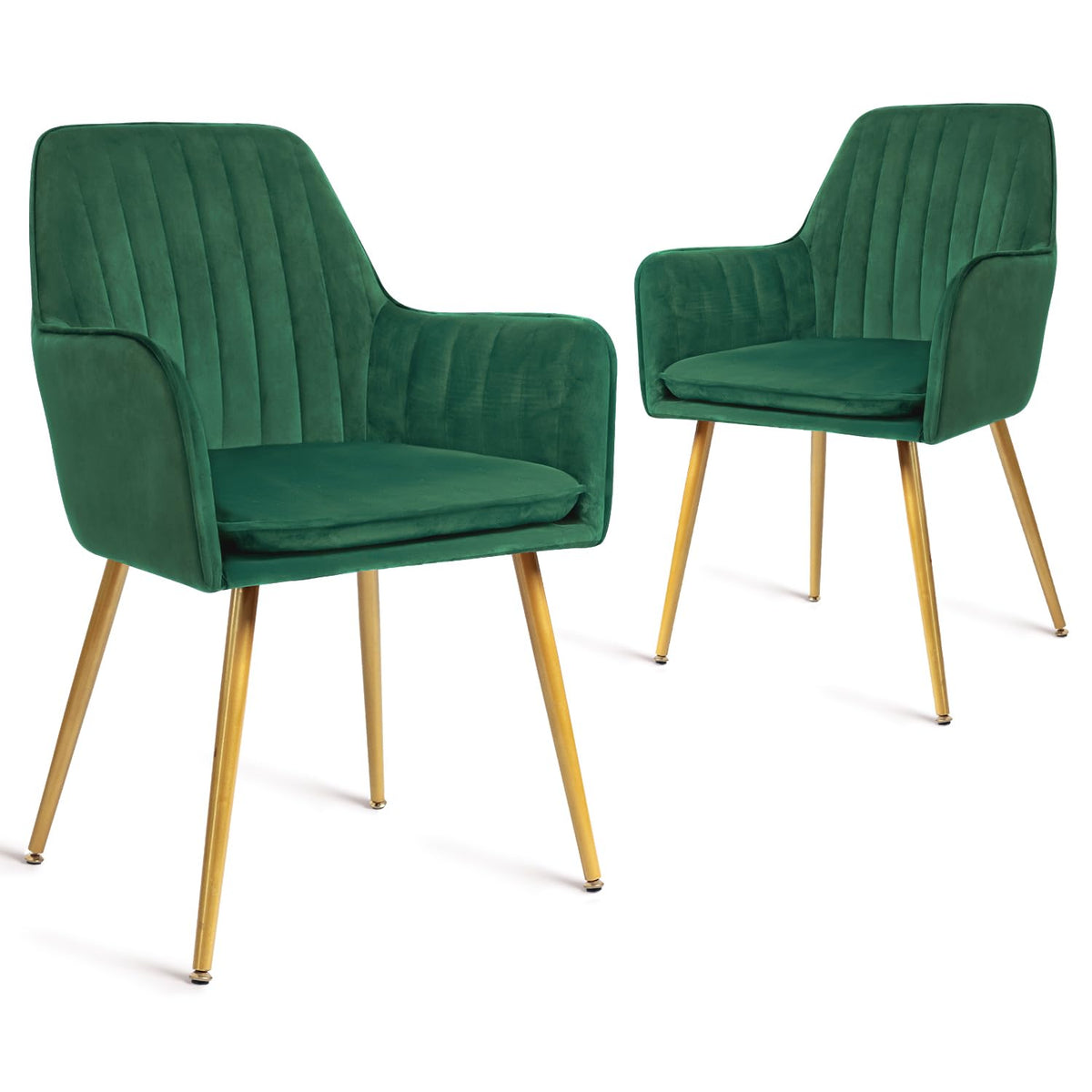 Set of 2 Green Velvet Upholstered Dining Chairs with Metal Legs D449753