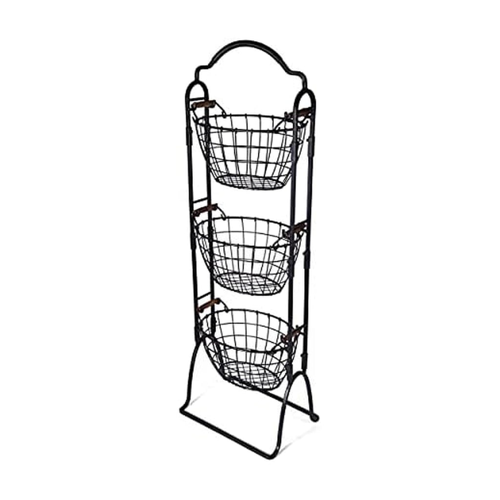 Adjustable 3-Tier Metal Floor Standing Storage Basket J2975
