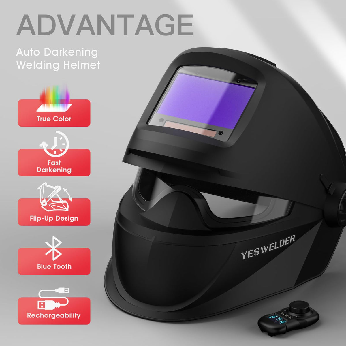 Bluetooth Flip-Up True Color Welding Helmet Y66397
