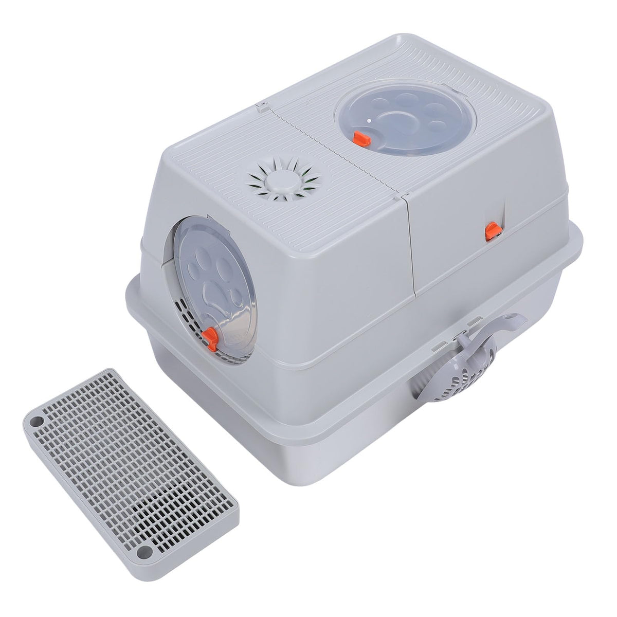 Enclosed Stainless Steel Litter Box with Flip Top Lid C31719