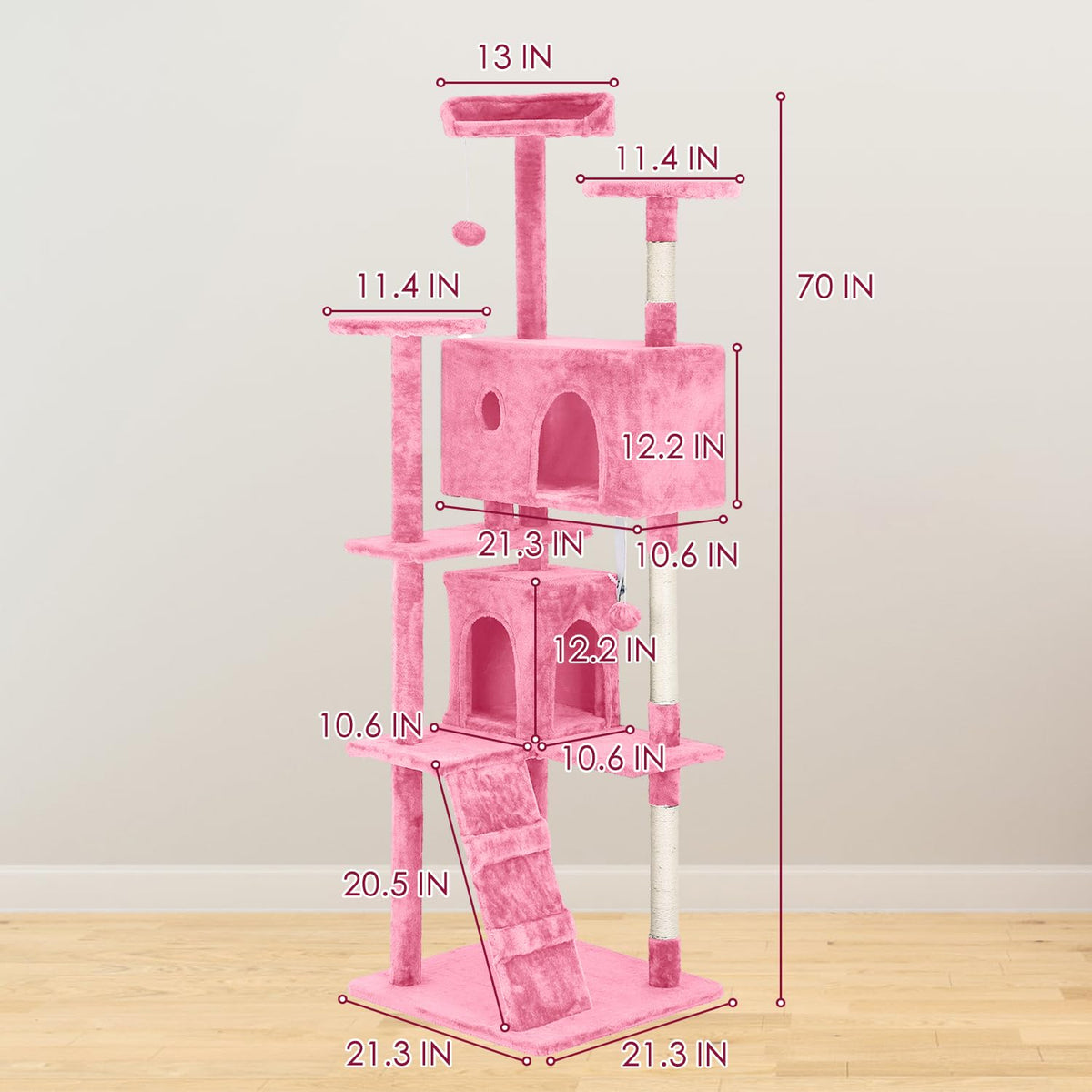 70in Cat Tree Tower with Scratching Post W32804