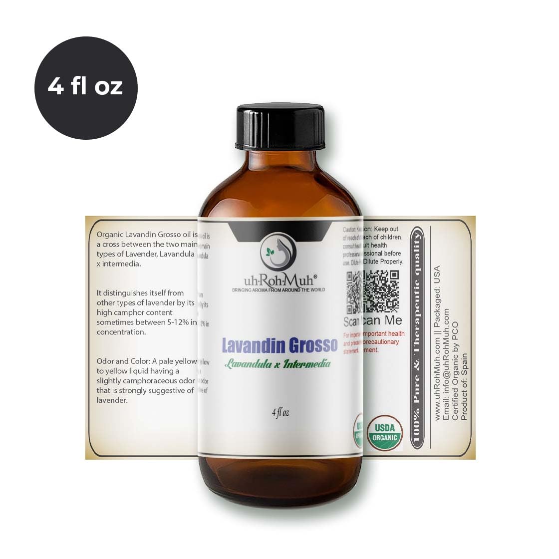 Organic Lavandin Grosso Essential Oil 4 Fl Oz V745