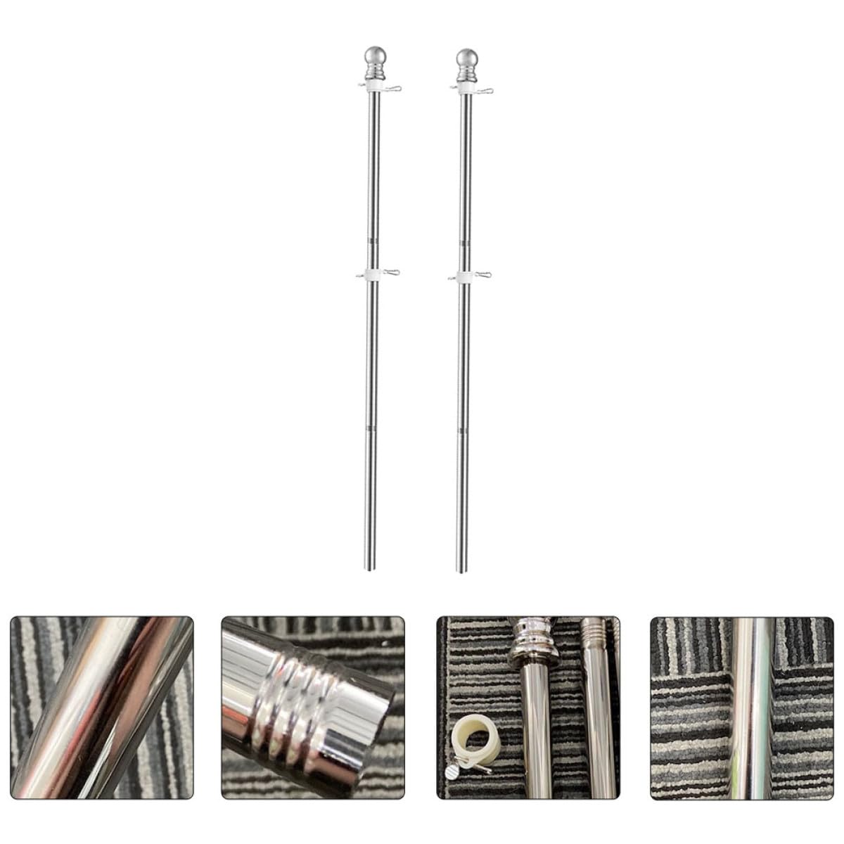 2pcs Stainless Steel Rustproof Outdoor Flag Pole H40971