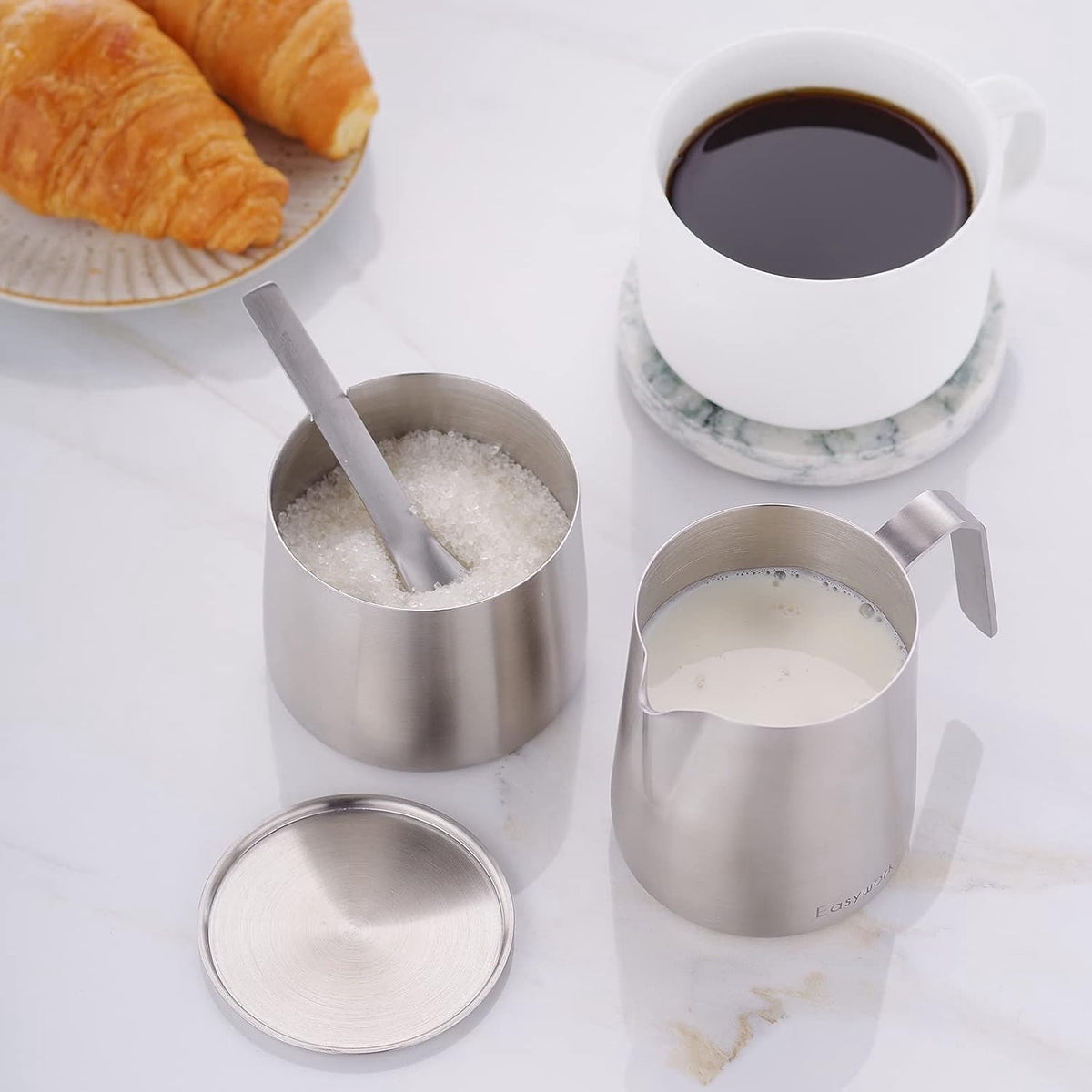 12 oz Stainless Steel French Press and Creamer Set I3479