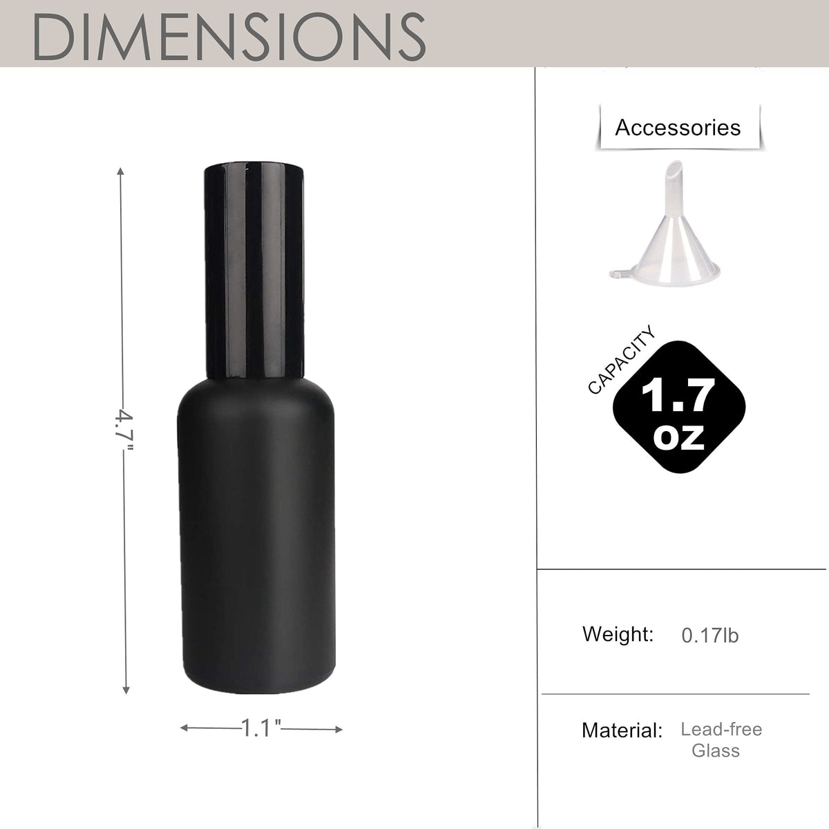 Cocktail Atomizer Sprayer 1.7OZ 50ml Black C56812