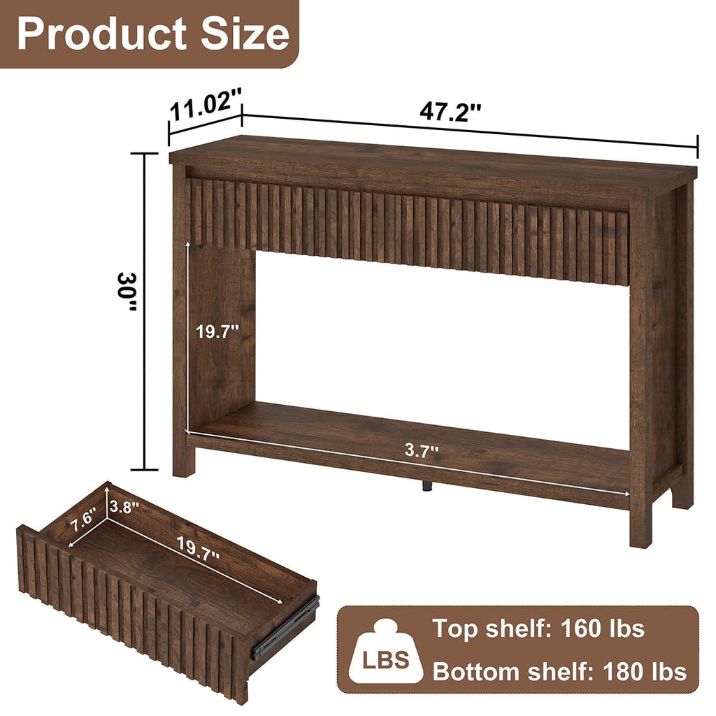 47" Fluted Console Table with Drawers O343