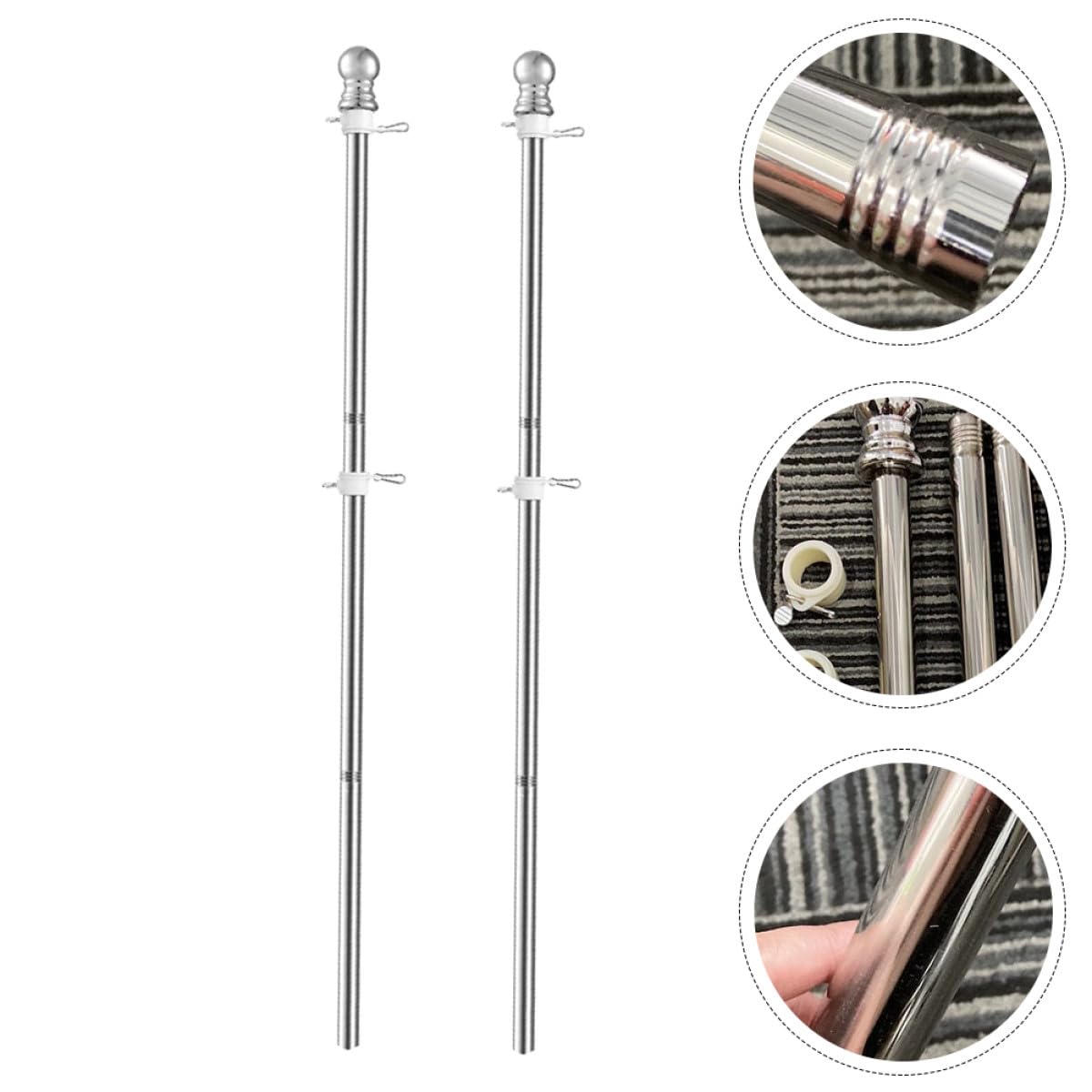 2pcs Stainless Steel Rustproof Outdoor Flag Pole H40971
