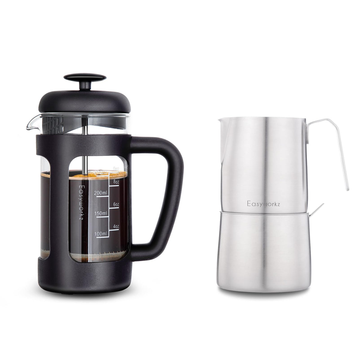 12 oz Stainless Steel French Press and Creamer Set I3479