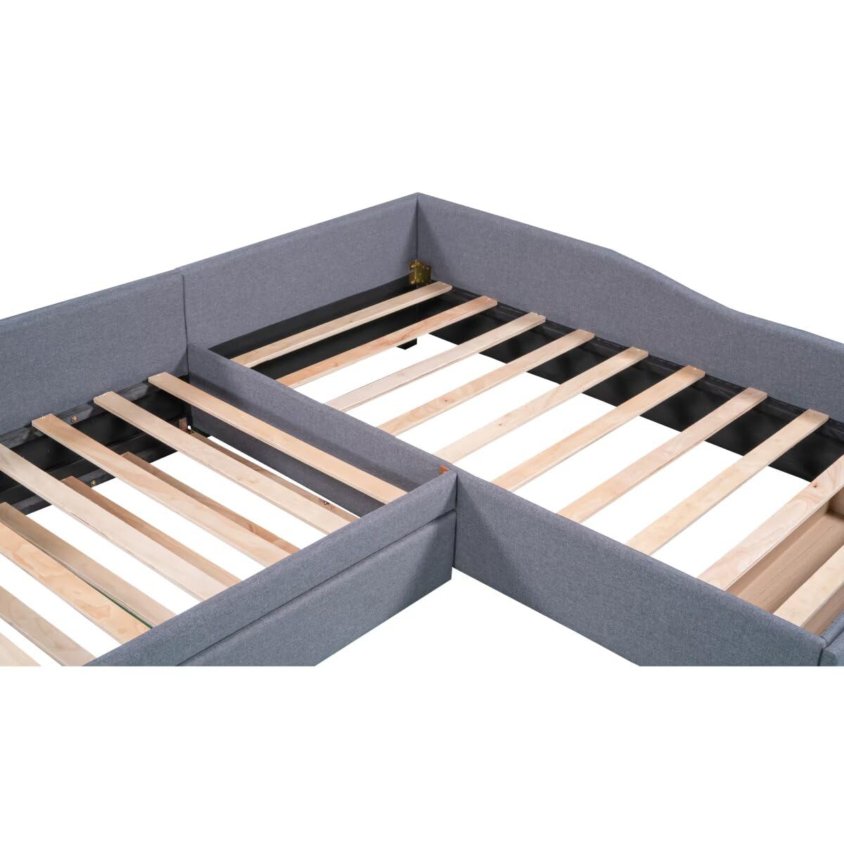 Gray L-Shaped Daybed with Trundle & Drawer J812
