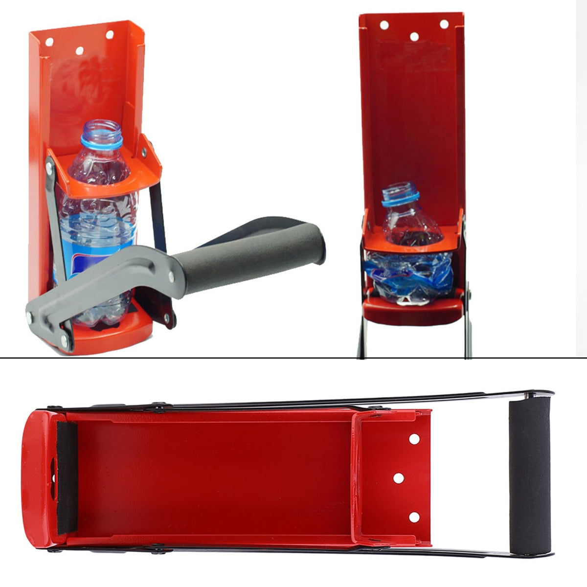 500ML Red Steel Heavy Duty Can Crusher with Bottle Opener Q35487