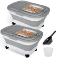 2 Pack 15Lbs Collapsible Airtight Pet Food Storage Container with Scoops I8128
