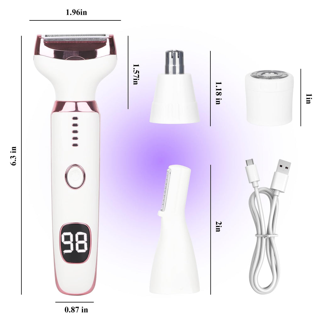 Pink White Rechargeable 4 in 1 Wet & Dry Electric Razor R342