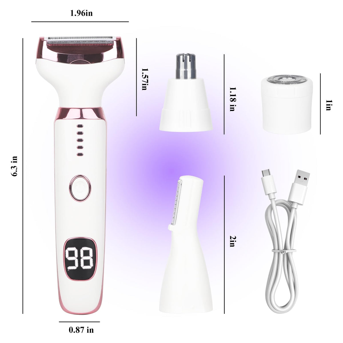 Pink White Rechargeable 4 in 1 Wet & Dry Electric Razor R342