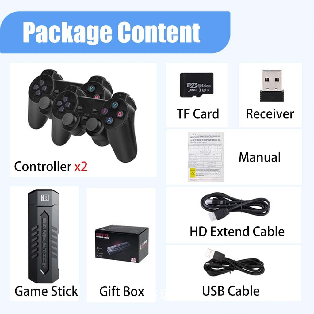 4K Retro Game Console with 2 Wireless Controllers 64GB P733