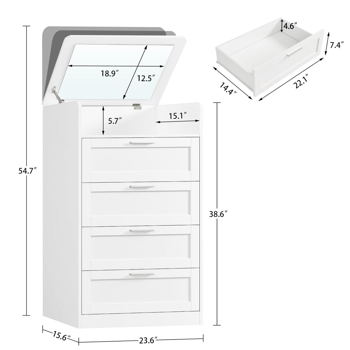 White 4 Drawer Dresser with Mirror A973854